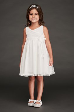 Ruched Point dEsprit Flower Girl Dress OP251