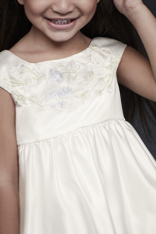 Embroidered Satin Floral Flower Girl Dress OP255