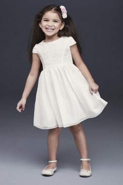 Lace Bodice Cap Sleeve Flower Girl Dress OP259