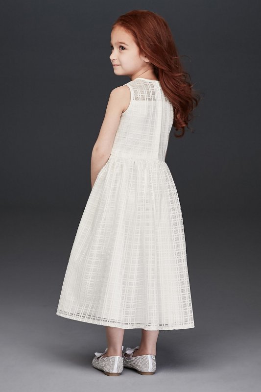 Crosshatch Checked Tea-Length Flower Girl Dress OP261