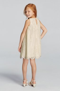 Sleeveless All Over Lace Dress with Scalloped Hem RK1361