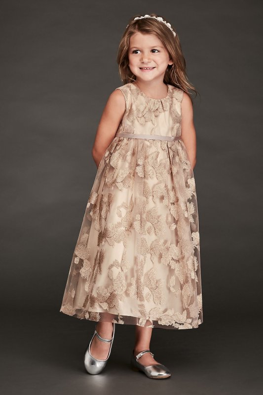 Metallic Embroidered Tulle Flower Girl Dress RK1383