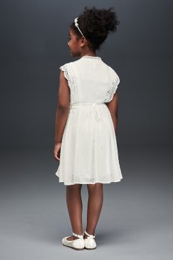 Swiss Dot A-Line Crochet Trim Flower Girl Dress S3828D04CE58