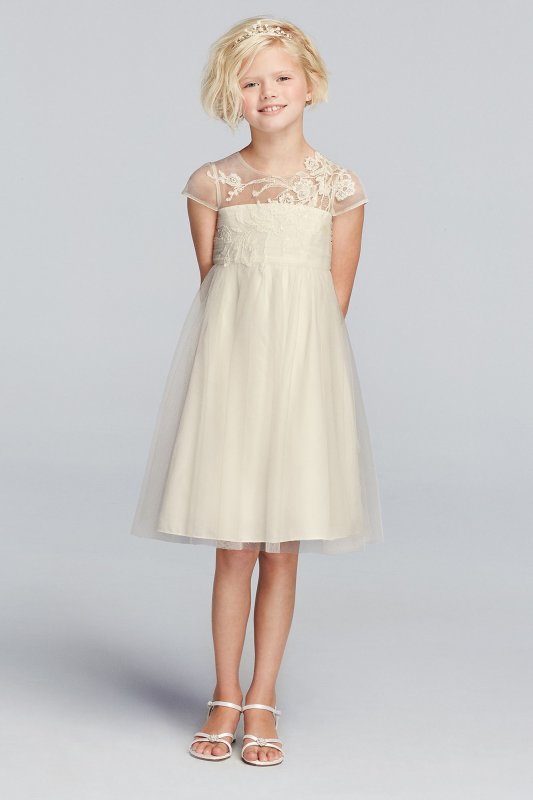 Mesh Flower Girl Dress with Illusion Neckline WG1360