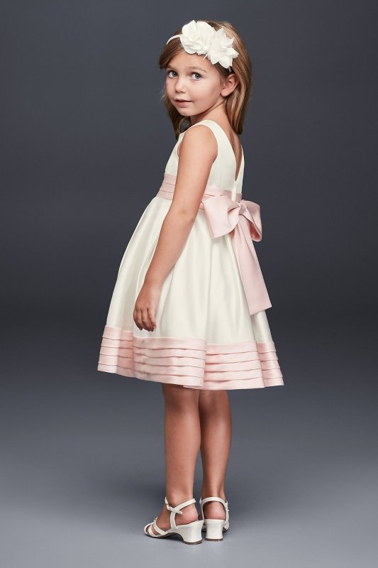 Satin Flower Girl Dress with Pleated Waist and Hem WG1372