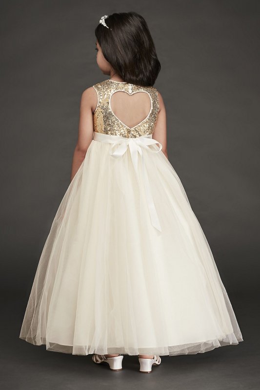 Heart Back Sequin and Tulle Flower Girl Gown WG1390