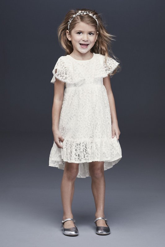 Flutter Sleeve Flower Girl Dress with Ruffle Hem WG1399