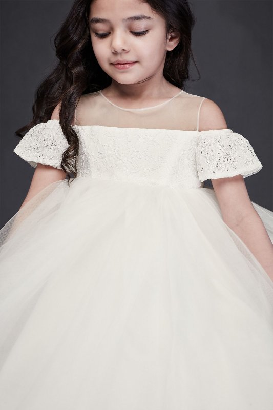 Off the Shoulder Lace and Tulle Flower Girl Dress WG1405