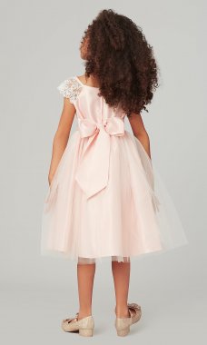 Short Petal Pink Tulle Flower Girl Dress SWK-SK621p
