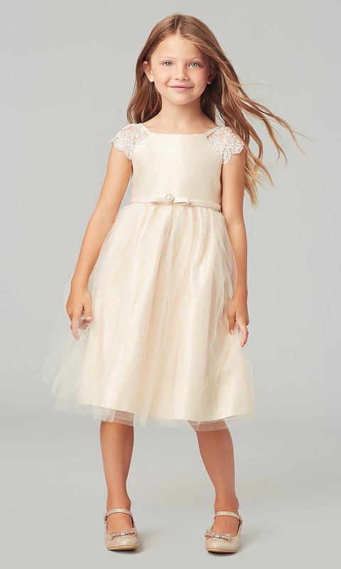 Short Petal Pink Tulle Flower Girl Dress SWK-SK621p