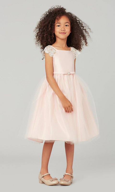 Short Petal Pink Tulle Flower Girl Dress SWK-SK621p