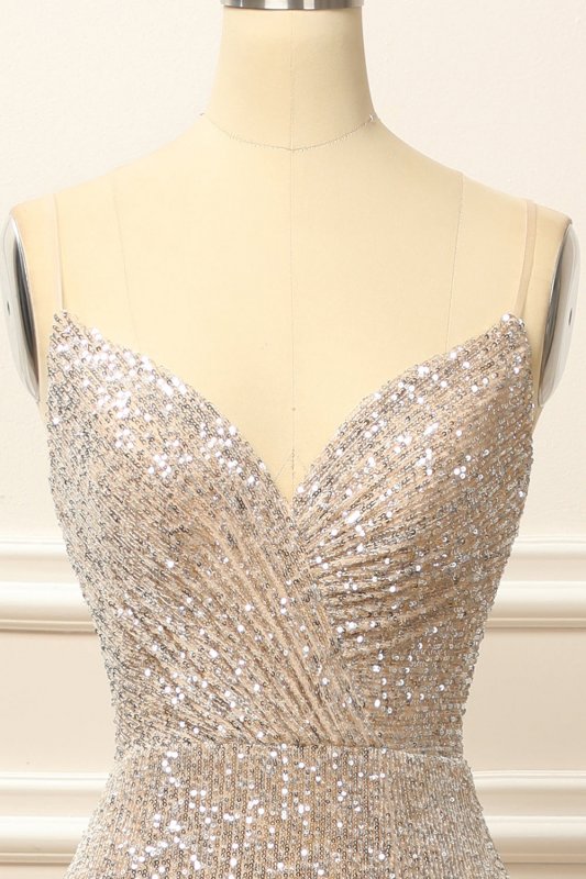 Silver Sequins Long Prom Dress with Slit E202283454