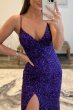 Purple Sequins Mermaid Long Prom Dress E202283460