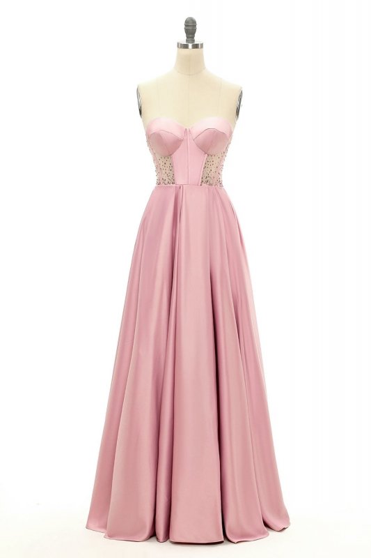 Blush Beaded Sweetheart Long Prom Dress E202283790