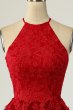 A Line Halter Red Short Homecoming Dress with Appliques E202283480