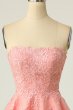 Blush Strapless Short Prom Dress with Appliques E202283478