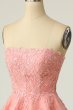 Blush Strapless Short Prom Dress with Appliques E202283478