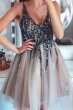 Grey Pink Sequins Short Homecoming Dress E202283469