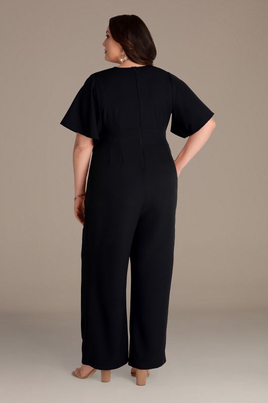 Crepe Plus Jumpsuit with Flutter Sleeve 37191301