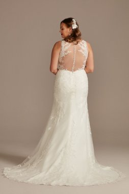 Buttoned Illusion Back Tall Plus Wedding Dress 4XL8CWG909