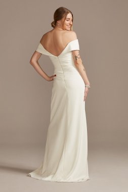 Tall Crepe Off-the-Shoulder Sheath Wedding Dress 4XLWG4033