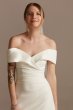 Petite Crepe Off-the-Shoulder Sheath Wedding Dress 7WG4033
