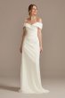 Petite Crepe Off-the-Shoulder Sheath Wedding Dress 7WG4033