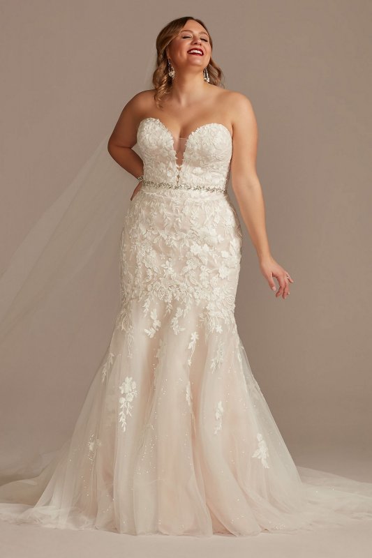 Lace Applique Mermaid Plus Size Wedding Dress 8CWG912