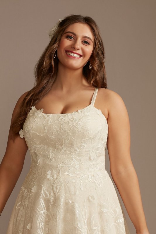 V-Back Spaghetti Strap Plus Size Wedding Dress 8MS251248