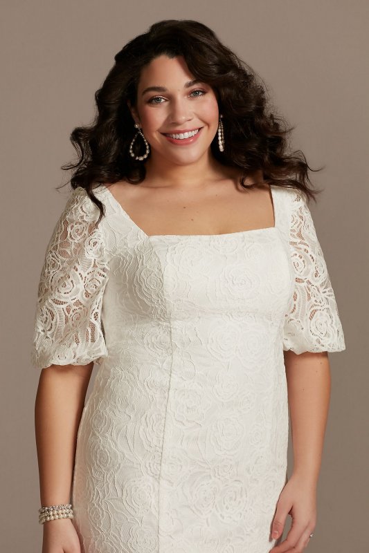 Lace Plus Size Mini Dress with Bubble Sleeve 9SDWG0913