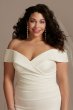 Plus Crepe Off-the-Shoulder Sheath Wedding Dress 9WG4033