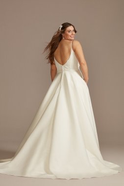 Scalloped Lace Satin Plus Size Wedding Dress 9WG4034