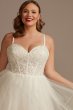 Sheer Boned Bodice Tulle Plus Size Wedding Dress 9WG4036