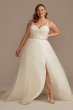 Sheer Boned Bodice Tulle Plus Size Wedding Dress 9WG4036