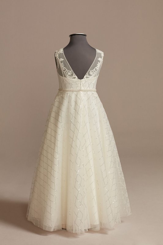 Lace Applique Sequin Tulle Flower Girl Dress WG1430