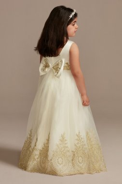 Organza Corded Lace Applique Flower Girl Tank Dres WG1437