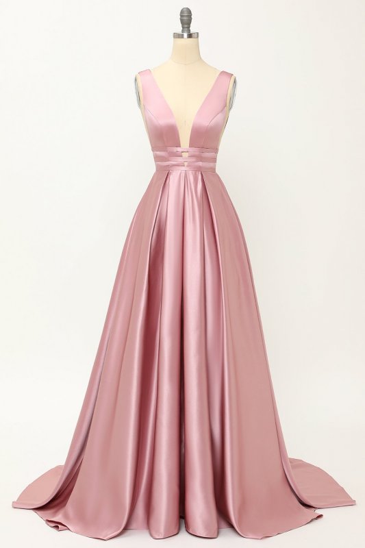 Blush Satin Long Prom Dress E202283158