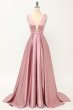 Blush Satin Long Prom Dress E202283158