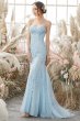 Mermaid Blue Long Prom Dress Backless Evening Dress E202283152