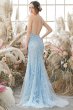 Mermaid Blue Long Prom Dress Backless Evening Dress E202283152