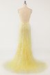 Yellow Mermaid Long Prom Dress with Appliques E202283166