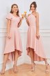 Pink A Line Halter High Low Homecoming Dress E202283113