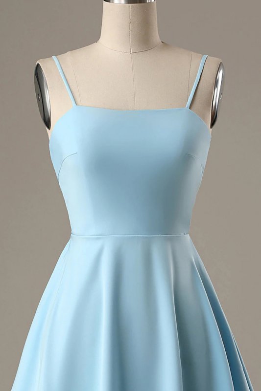 Simple Blue Open Back A Line Homecoming Dress E202283110