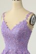 A Line Spaghetti Straps Purple Short Homecoming Dress E202283069