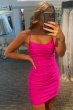 Rose Pink Lace Up Tight Homecoming Dress E202283011