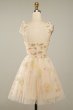 Sweetheart Champagne Short Homecoming Dress with Embroidery E202283003