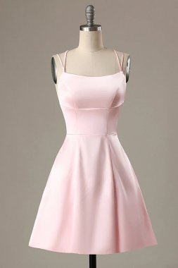 Simple Pink A Line Short Homecoming Dress E202283045