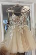 Beige Spaghetti Straps Homecoming Dress With Appliques E202283058