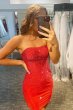 Tight Red Open Back Sequins Homecoming Dress E202283036