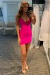 Fuchsia Tight Lace-Up Back Ruched Homecoming Dress E202283017